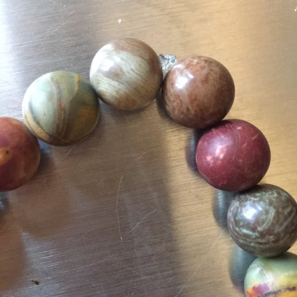 NATURAL 10MM PICASSO BEADS w/ ADINKRA CHARM - Picture 4 of 8